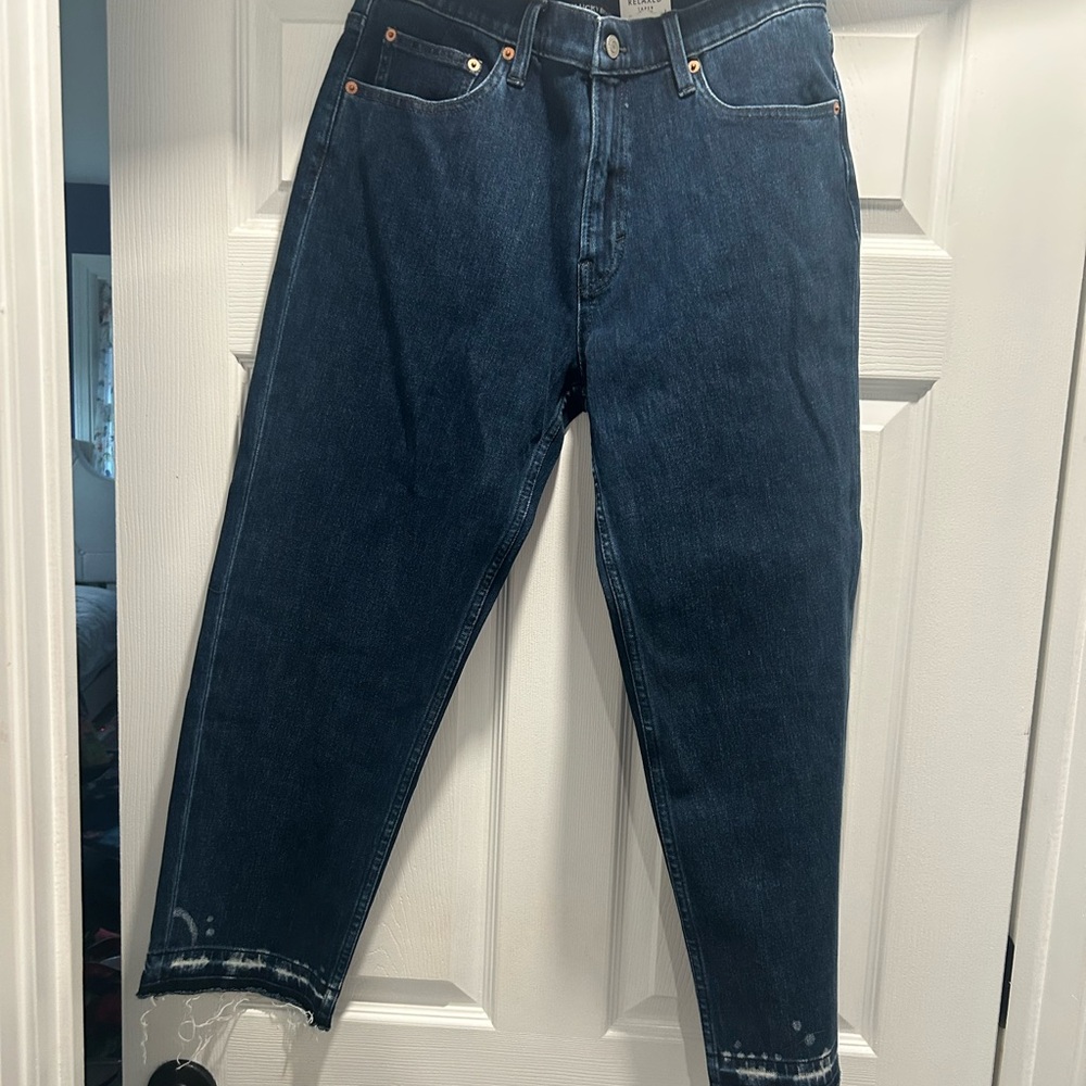Lucky Brand Relaxed Taper 4 Way Stretch Dark Blue Women’s Jeans